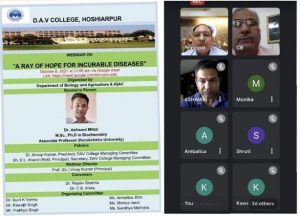 DAV COLLEGE HOSHIARPUR ,webinar organized by Department of Biology and Agricultur